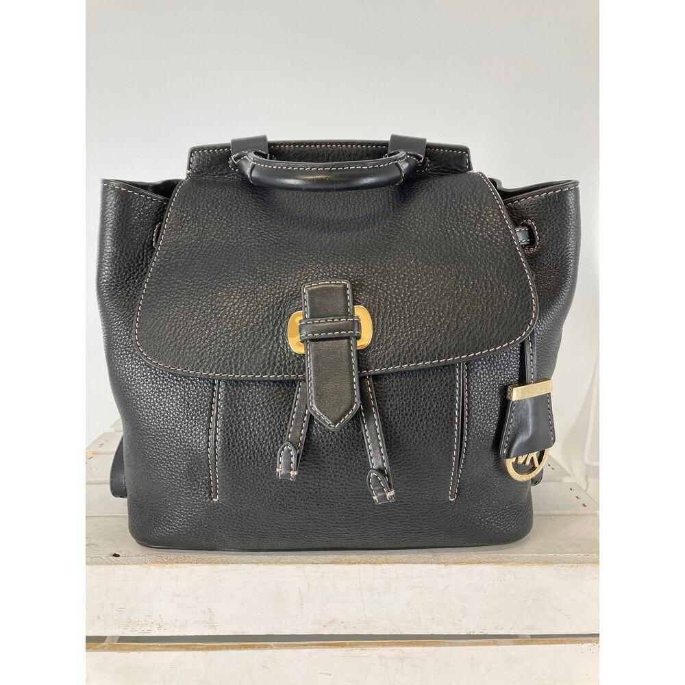 MICHAEL KORS, MEDIUM BLACK PEBBLED LEATHER BACKPACK - Picture 2 of 16